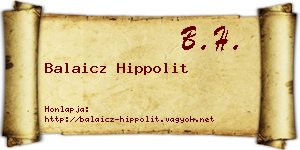 Balaicz Hippolit névjegykártya